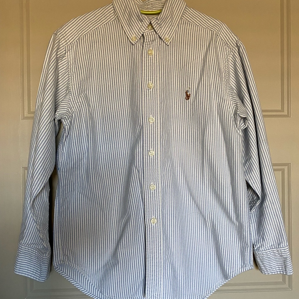 Boy/Girl Ralph Lauren Polo Stripped Button Down Shirt. Size 8